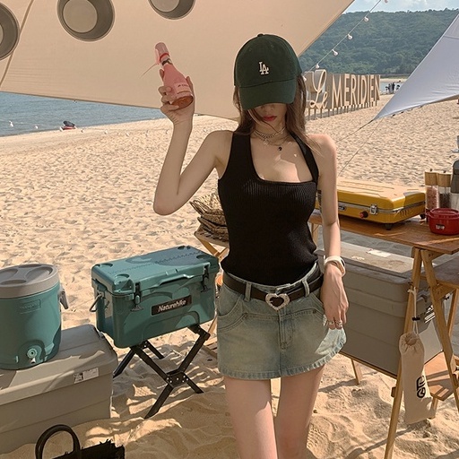 QKOOLE  Áo dệt kim không tay màu trắng phong cách Hàn Quốc dành cho nữ