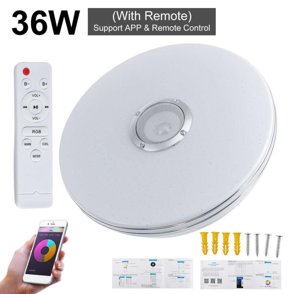 Đèn led ốp trần nhiều màu sắc thông minh kiêm loa nghe nhạc bluetooth có điều khiển qua smartphone công suất 36w