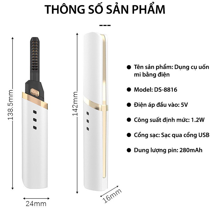 Máy uốn mi nhiệt Curl, Uốn mi cong tự nhiên, nhanh chóng, 3 Chế Độ Tích Hợp Sạc Điện Cổng USB BẢO HÀNH 6 THÁNG QStore