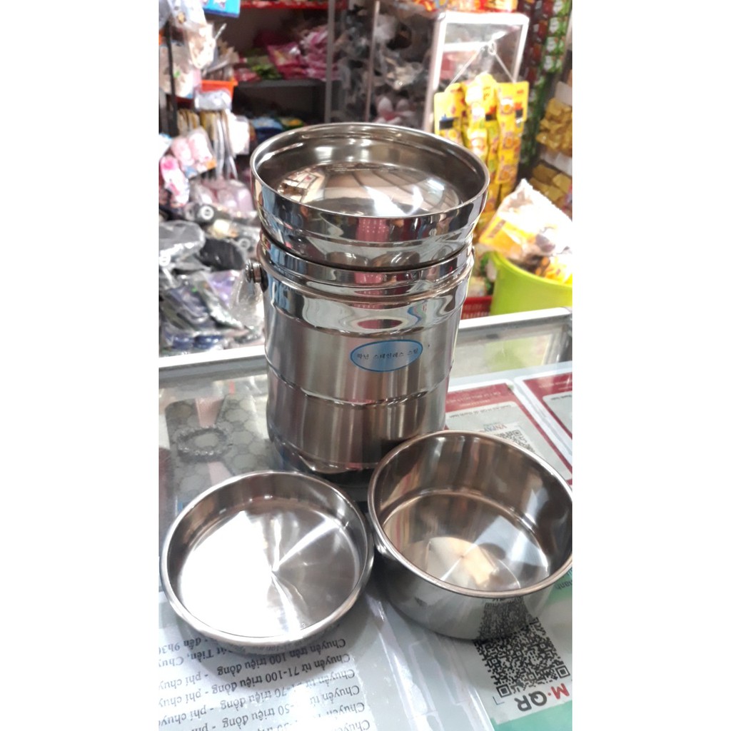 CẶP LỒNG INOX 1,7 LÍT 3 TẦNG HÀN QUỐC CAO CẤP