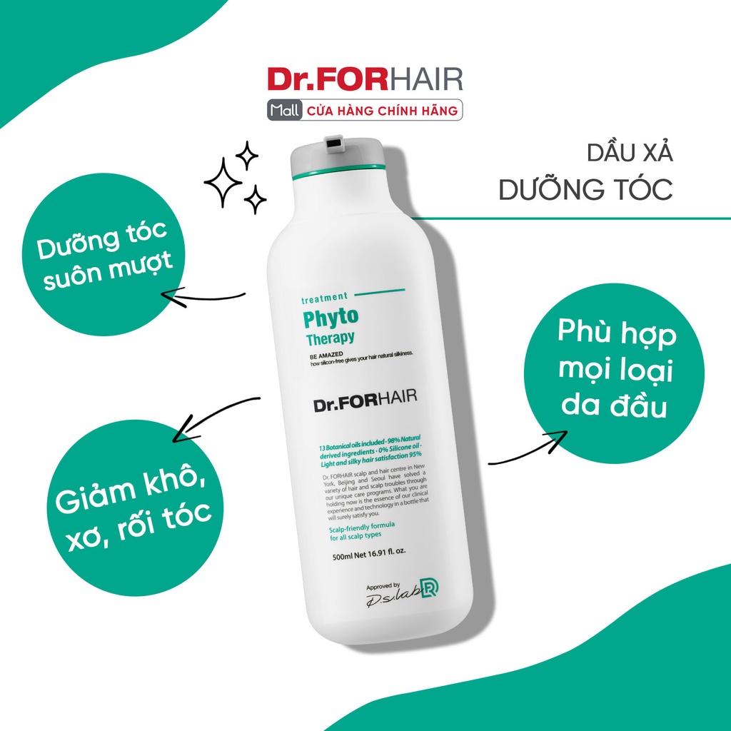 Dầu xả dưỡng tóc chăm sóc da đầu nhạy cảm Dr.FORHAIR/Dr For Hair Phyto Therapy Treatment 500ml