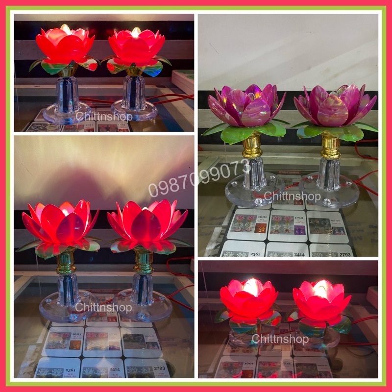 Đèn thờ hoa sen tặng kèm bóng  nhiều mẫu