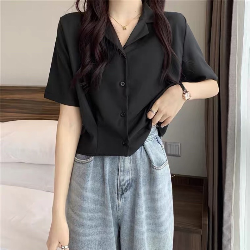 ÁO SƠMI TRƠN CROPTOP | WebRaoVat - webraovat.net.vn