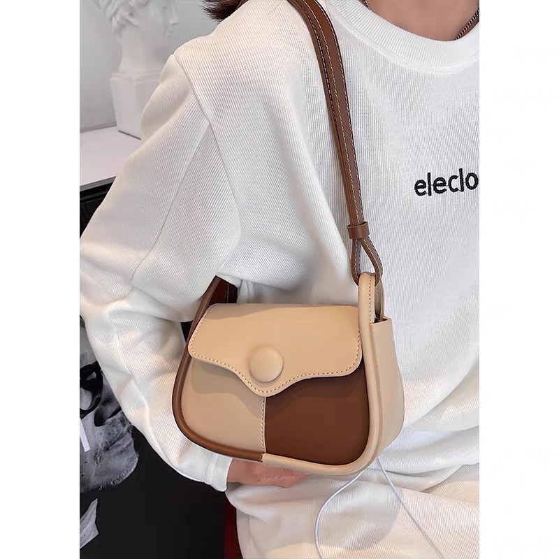 Túi đeo chéo nữ vá da mềm khoá cúc từ khoá rip Zuliashop8386