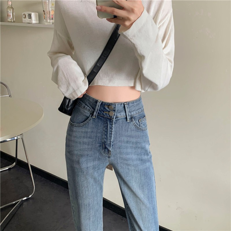 Quần Jean Lưng Cao Ống Suông Xẻ Tà Cá Tính Theo Phong Cách Retro | BigBuy360 - bigbuy360.vn