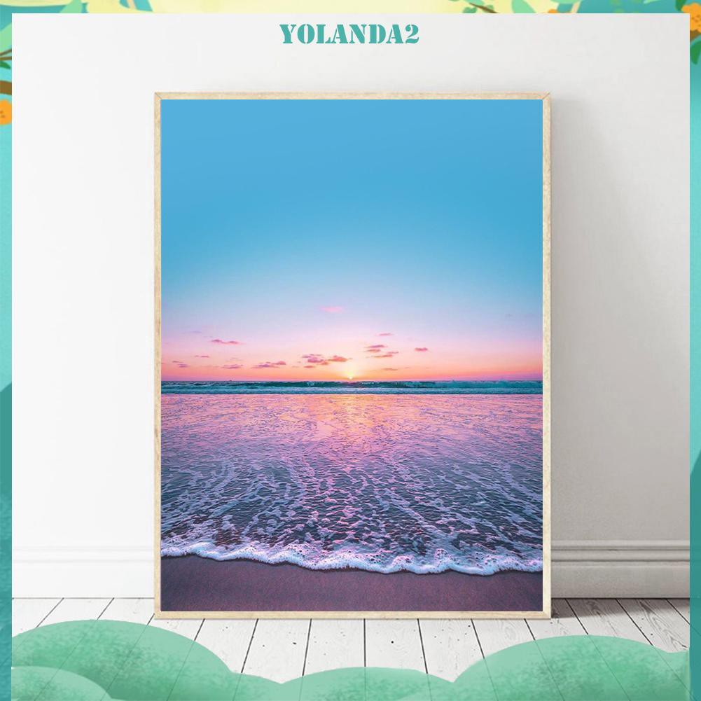 Set Tranh Đính Đá 5d Hình Phong Cảnh Bờ Biển Trang Trí Thủ Công