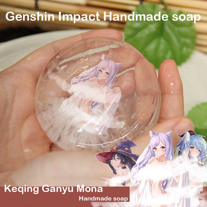 [Hàng mới về] Xà phòng trơn nhẵn hữu cơ thủ công trong suốt hình nhân vật anime Genshin Impact