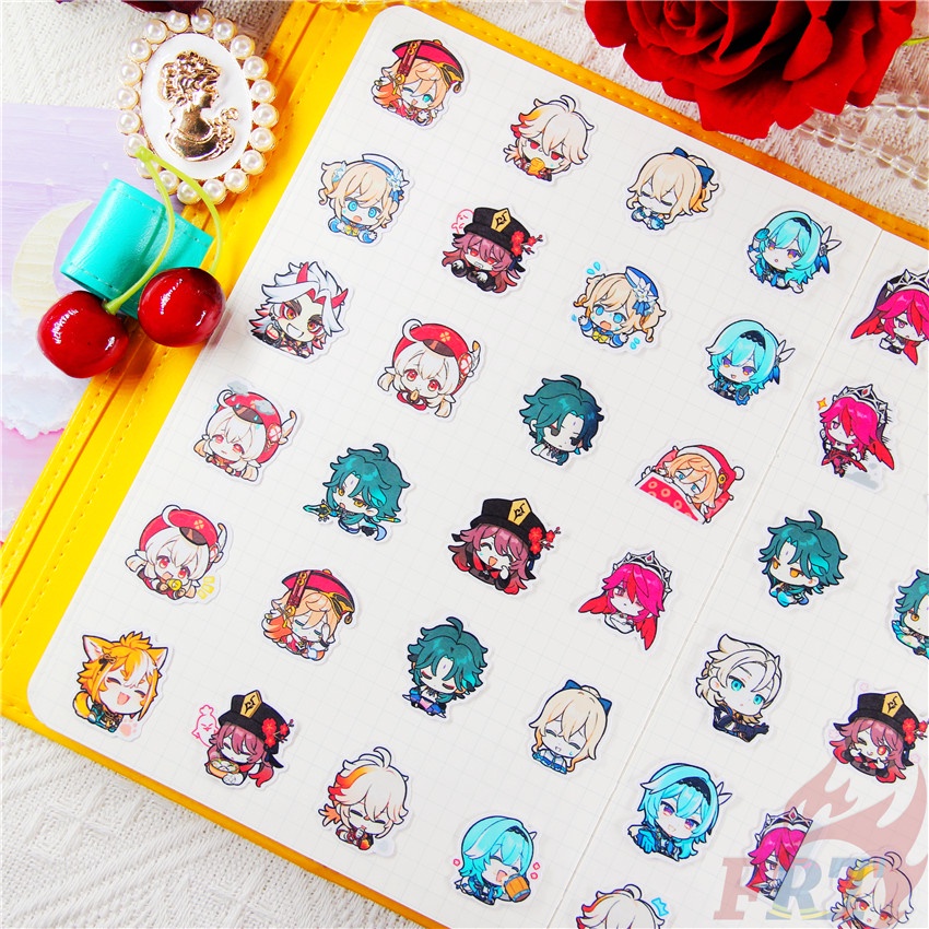 ★★★ Miếng Dán Trang Trí Nhật Ký Mini Genshin Impact Q-2 ★★★ 48 Miếng Dán Decal Thời Trang Trang Trí Album