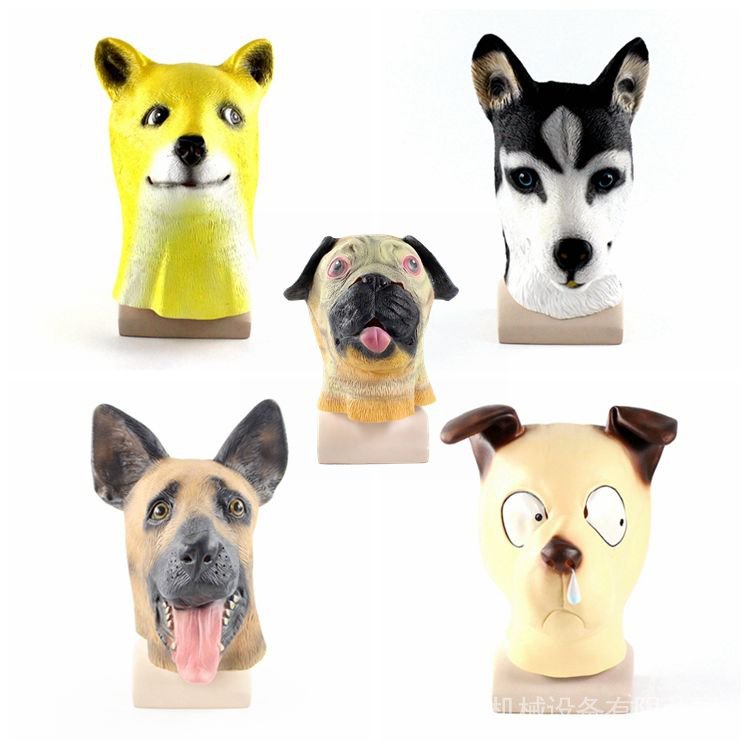 Mặt Nạ Hóa Trang Hình Đầu Chó Husky Vui Nhộn