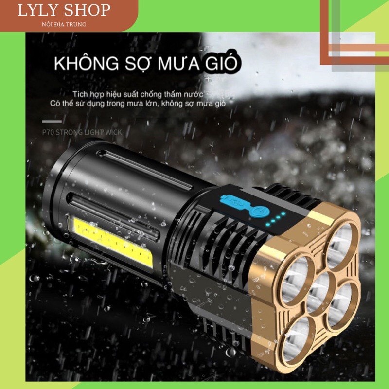 Đèn Pin 5 Bóng Đèn Pin Siêu Sáng Cầm Tay Chắc Chắn 4 Chế Độ Sáng Tiện Dụng, ASAKI OFFICIAL
