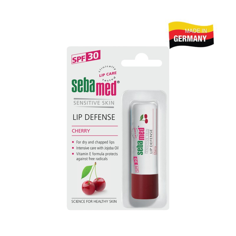 Son dưỡng chống khô nứt môi hương cherry màu đỏ đậm Sebamed pH5.5 Sensitive Skin Lip Defense Cherry 4.8g