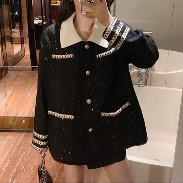 [ORDER] Áo dạ đen viền xích