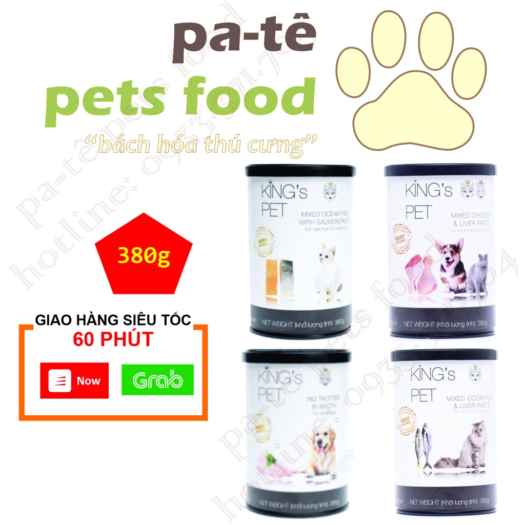 Pate Cá và Gà Hỗn Hợp Cho Chó Mèo King’s Pet lon 380g | Thức ăn chó mèo King Pet 380g