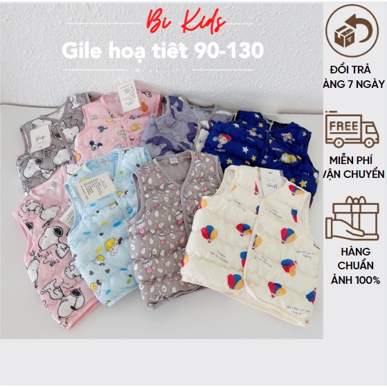 Áo phao ghile cho bé, áo phao ghile hoạt hình cute cho bé