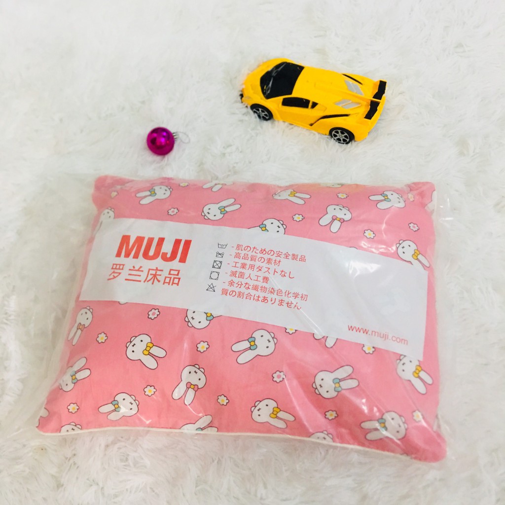 Gối trẻ em Muji cao cấp chất liệu cotton mịn màng thoáng mát thấm hút mồ hôi