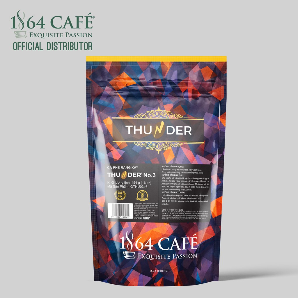 Cà Phê Bột Pha Phin Gu Việt Thunder No.3 Trọng lượng 454g Arabica và Robusta - 1864 CAFÉ