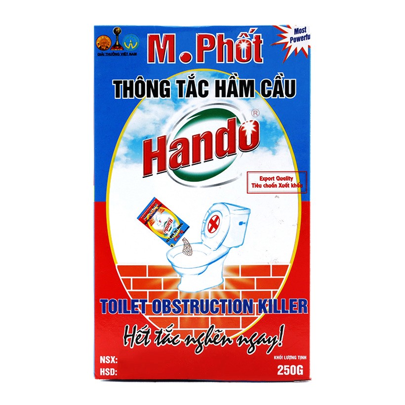 Bột thông tắc bồn cầu Toilet xuất khẩu Hando 250Gr