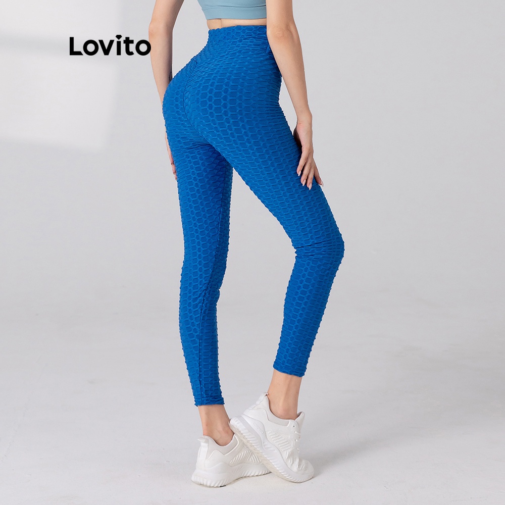 Lovito Quần Legging Thể Thao Màu Xanh Nhạt Nhanh Khô L05212 | BigBuy360 - bigbuy360.vn