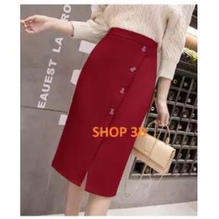 Chân Váy Xẻ Tà Phối Nút