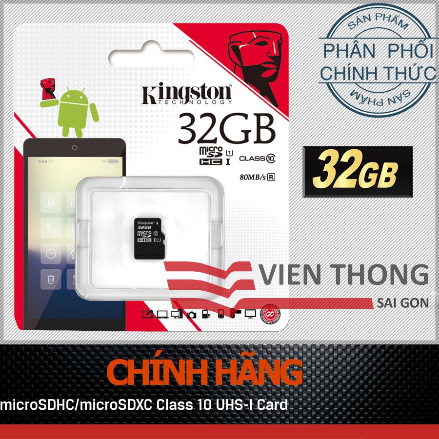 [Chính hãng] Thẻ nhớ 32gb Kingston  tốc độ cao U1 80MB/s Class10 | BigBuy360 - bigbuy360.vn