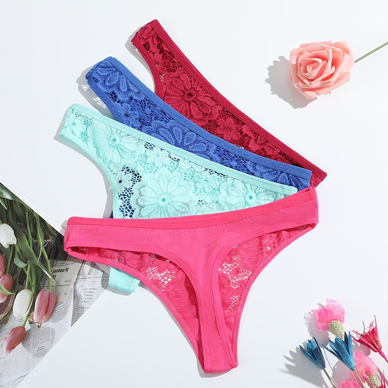 Quần Lót Nữ Lọt Khe Vải Cotton Ren Gợi Cảm D6006