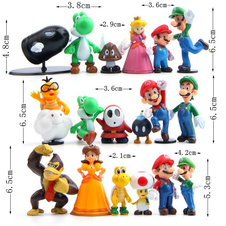 Đồ Chơi Mô Hình 18 Nhân Vật Trong Game Super Mario Bros (3cm-7cm)