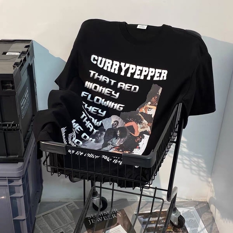 Áo phông CURRY ban nhạc RAP chất liệu vải cotton 100% form oversize
