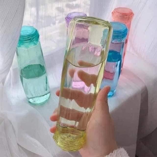 Bình thuỷ tinh sắc màu đựng nước/gia vị/hạt khô cho bé 500ml