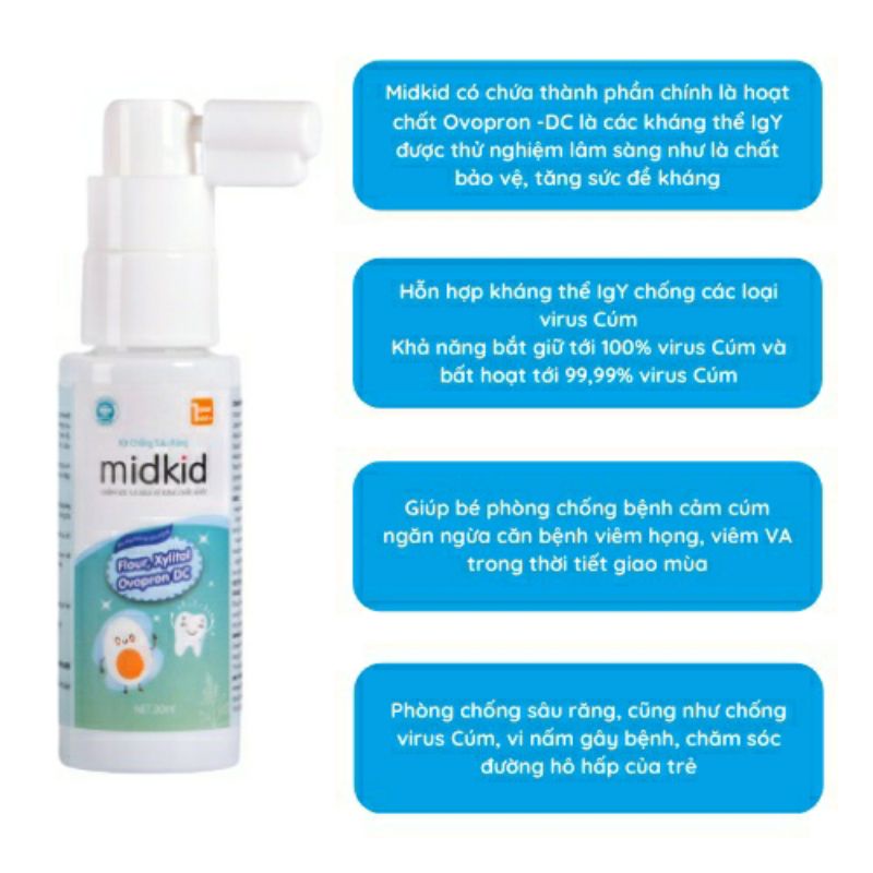 Xịt răng Midkid - đánh bay sâu răng, vết ố vàng răng, an toàn bé nuốt được