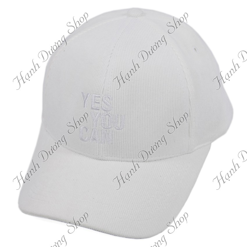 Nón kết nhung YES YOU CAN, chất liệu vải mềm mượt, kiểu dáng thời trang cá tính, có khóa tăng giảm size