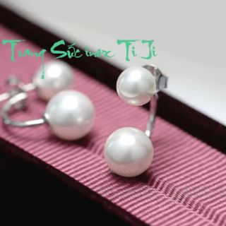 Bông tai nữ inox 2 hạt ngọc