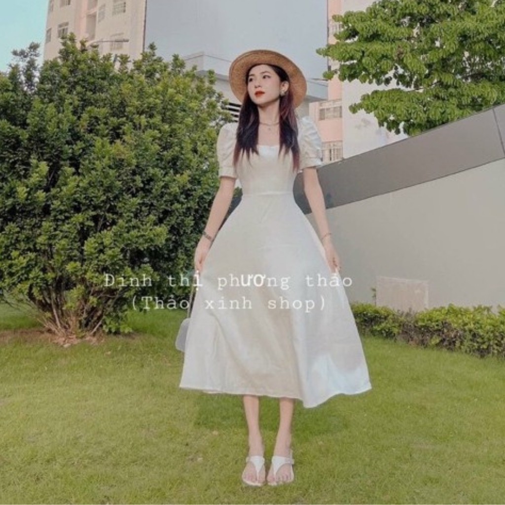 Váy Dáng Xoè Công Chúa Tay Phồng Buộc Nơ Lưng Chất Voan Mịn Siêu Xinh | BigBuy360 - bigbuy360.vn