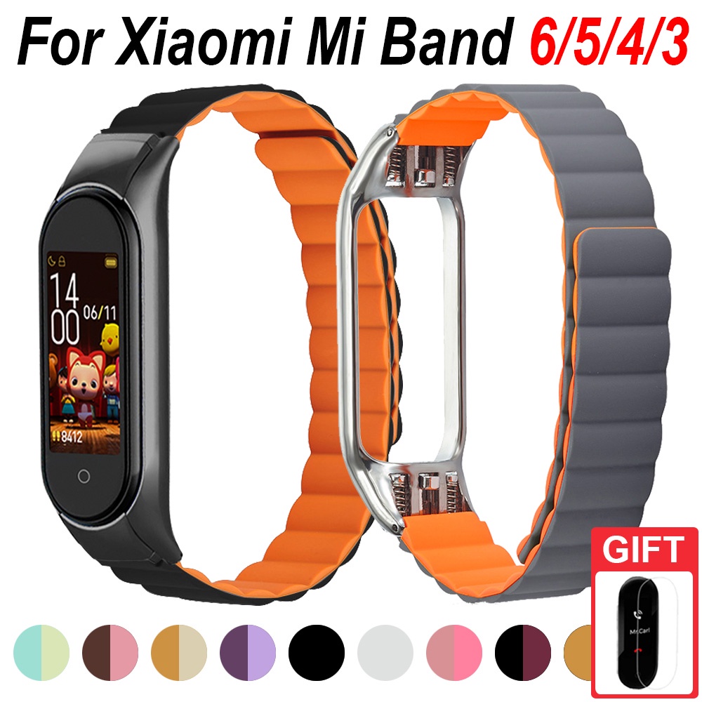 Dây Đeo Silicone Khóa Nam Châm Cho Đồng Hồ Thông Minh Xiaomi Mi Band 6/5/4/3