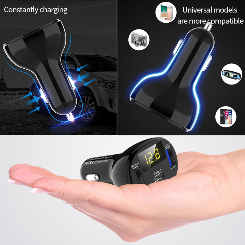 Tẩu sạc SEAMETAL ổ cắm kép QC3.0 12V 2.4A 2 USB Type-C chuyên dùng cho xe hơi