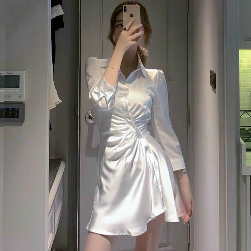 [Mã FAMAYWA2 giảm 10K đơn 50K] [FREESHIP 50K] Váy Đầm Tiểu Thư Ulzzang Hàn Quốc Satin Dáng Dài Vintage Cổ Đức | BigBuy360 - bigbuy360.vn