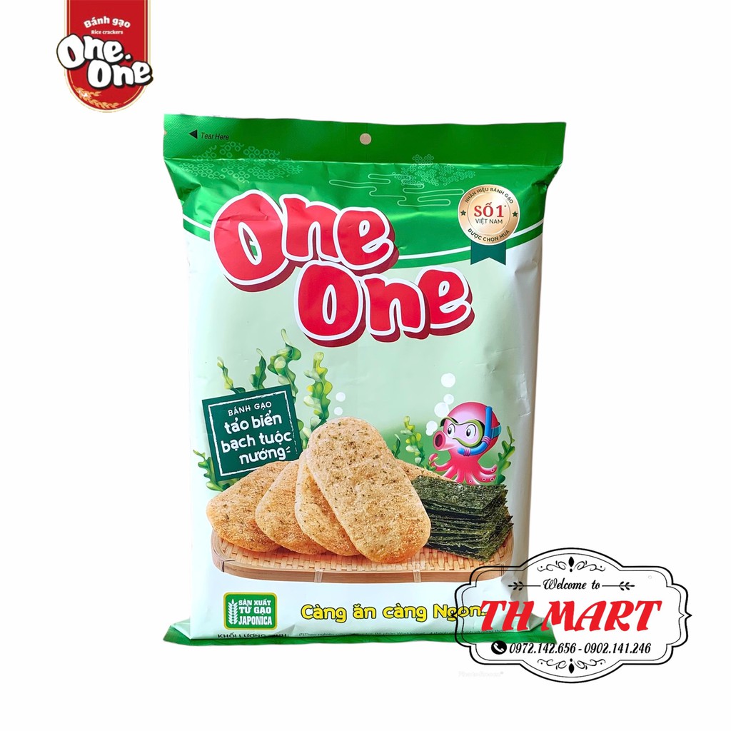 bánh gạo one one tảo biển bạch tuộc nướng được làm từ gạo Japonica gói 104g