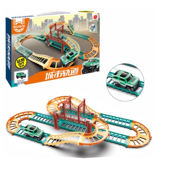 ZHAN QI TOYS Set đồ chơi  lắp ráp mô hình đường ray xe lửa chạy bằng điện DIY cho bé