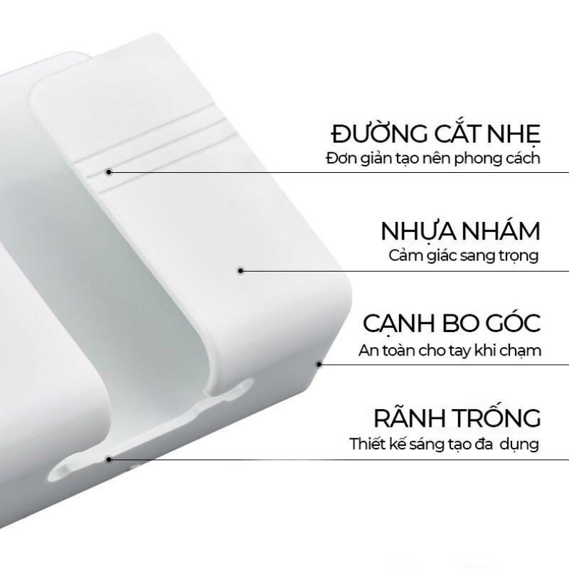 Kệ Dán Tường Để Remote, Đồ Dùng/ Giá Đỡ Sạc Điện Thoại - Có Móc Treo Giữ Dây Điện G9 thương hiệu G01