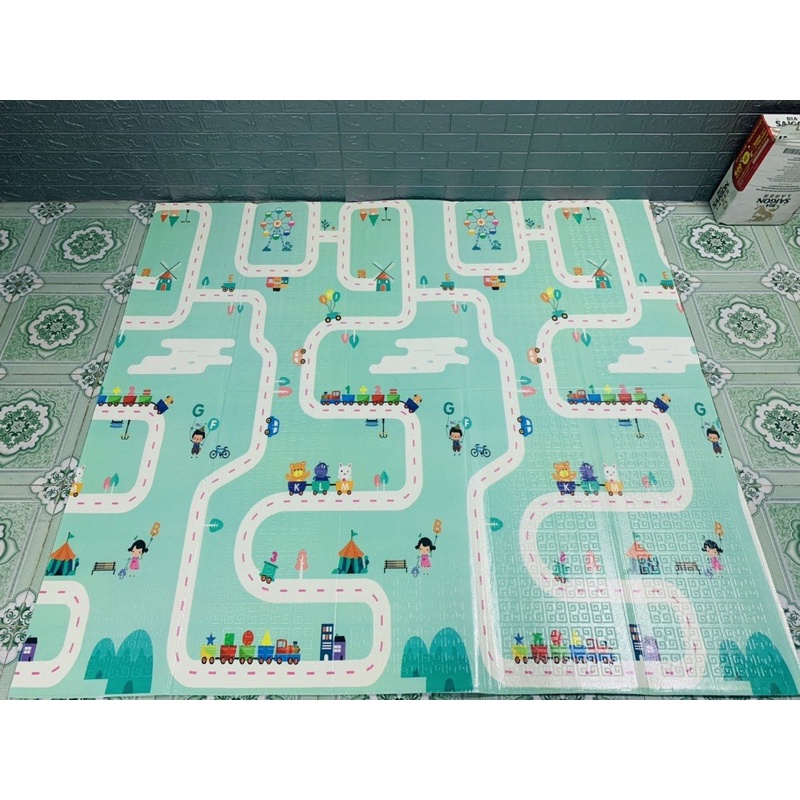 (HOẢ TỐC) Thảm xốp cho bé XPE gấp gọn tấm lót trải sàn 2 mặt chống thấm chống trơn hàn quốc phủ silicon 1m8 * 2m