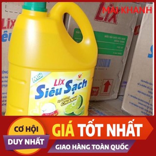 Nước rửa chén Lix siêu sạch hương chanh 4Kg - Sạch bóng vết dầu mỡ - NS004