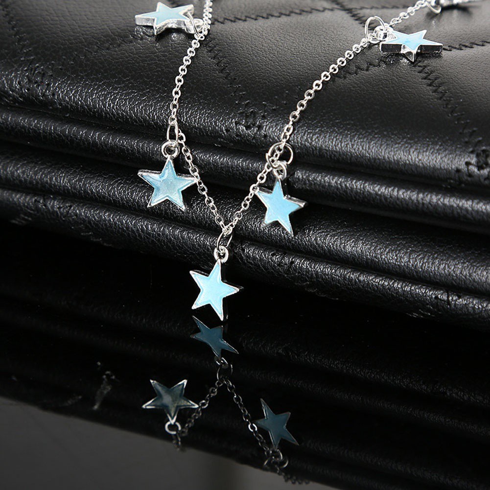 Yilidali Lắc chân hợp kim thiết kế mặt ngôi sao năm cánh phát quang cá tính sang trọng dành cho nữ
