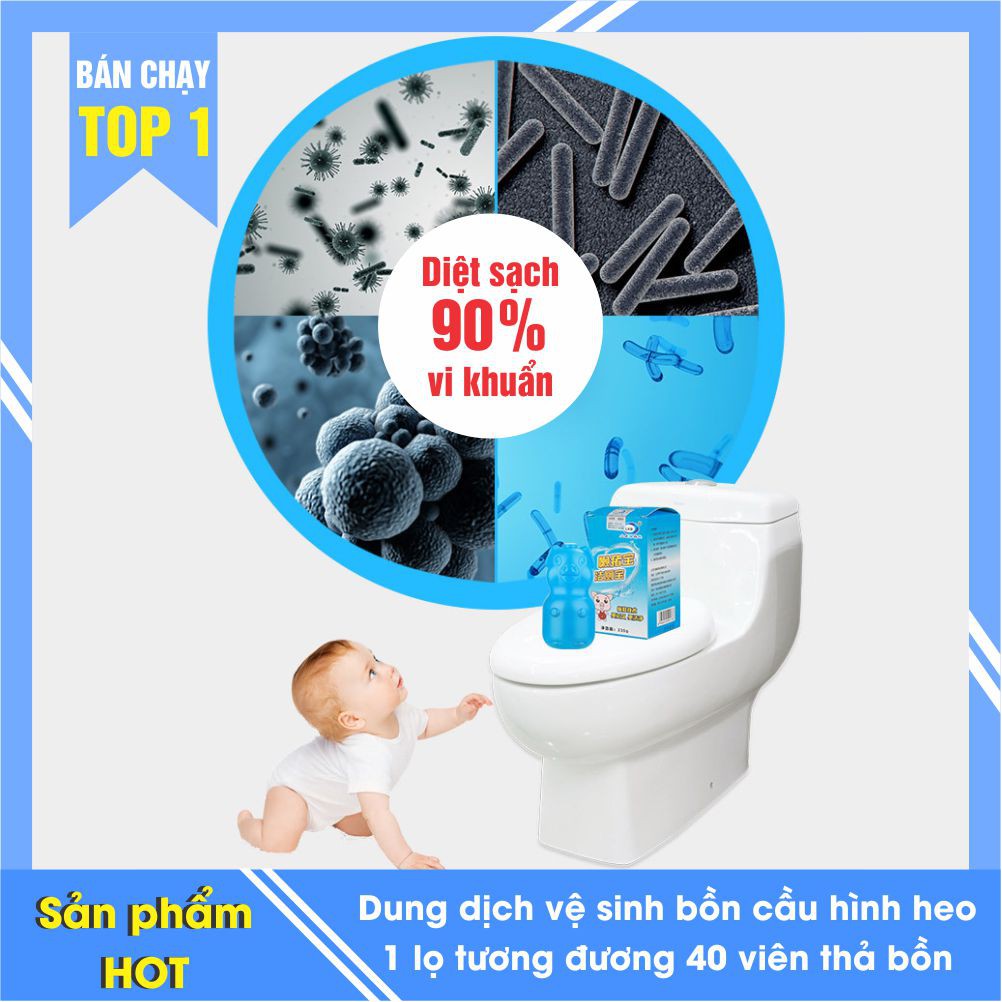 Dung dịch diệt vi khuẩn bồn cầu hình heo hiệu quả gấp 40 lần viên thả bồn cầu