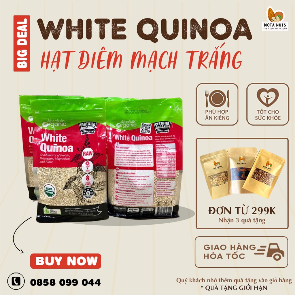Hạt Diêm Mạch Trắng - White Quinoa Absolute Organic 1kg