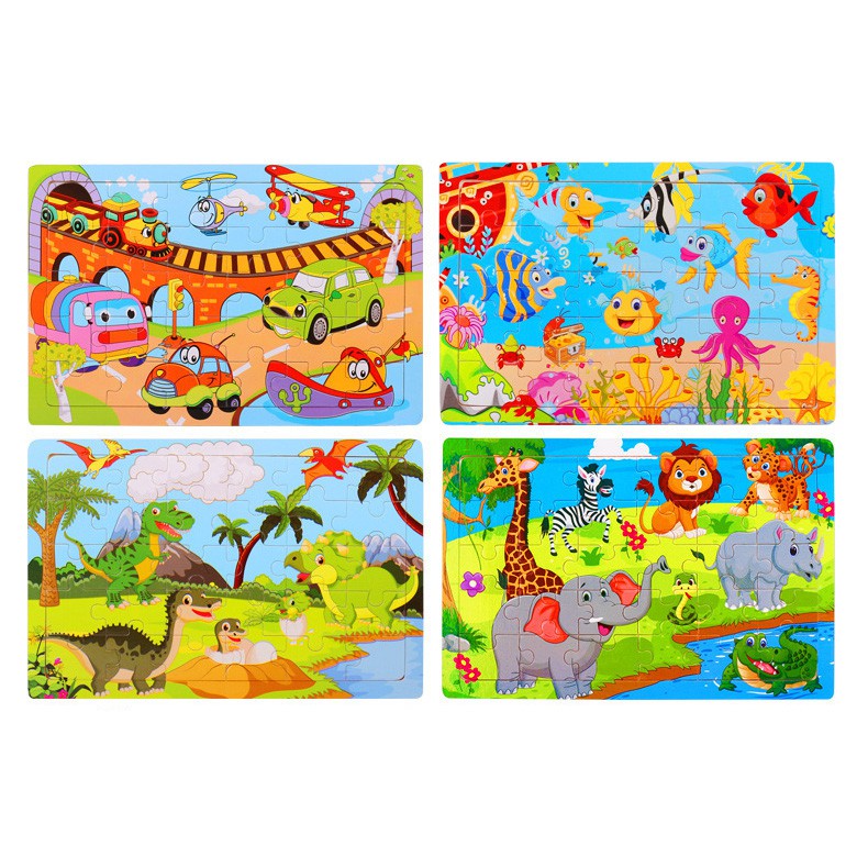 Đồ chơi tranh ghép hình 30 miếng gỗ puzzle KB216037, Bộ tranh ghép hình nhiều chủ để cho bé