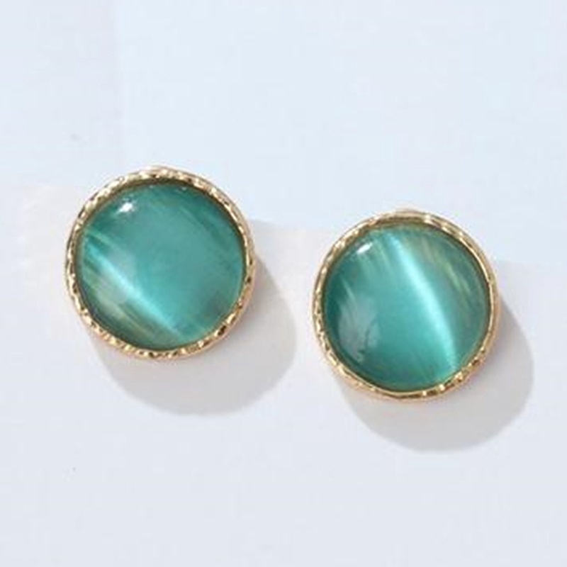 Hoa Tai Mặt Đá Opal Tròn Cho Nữ