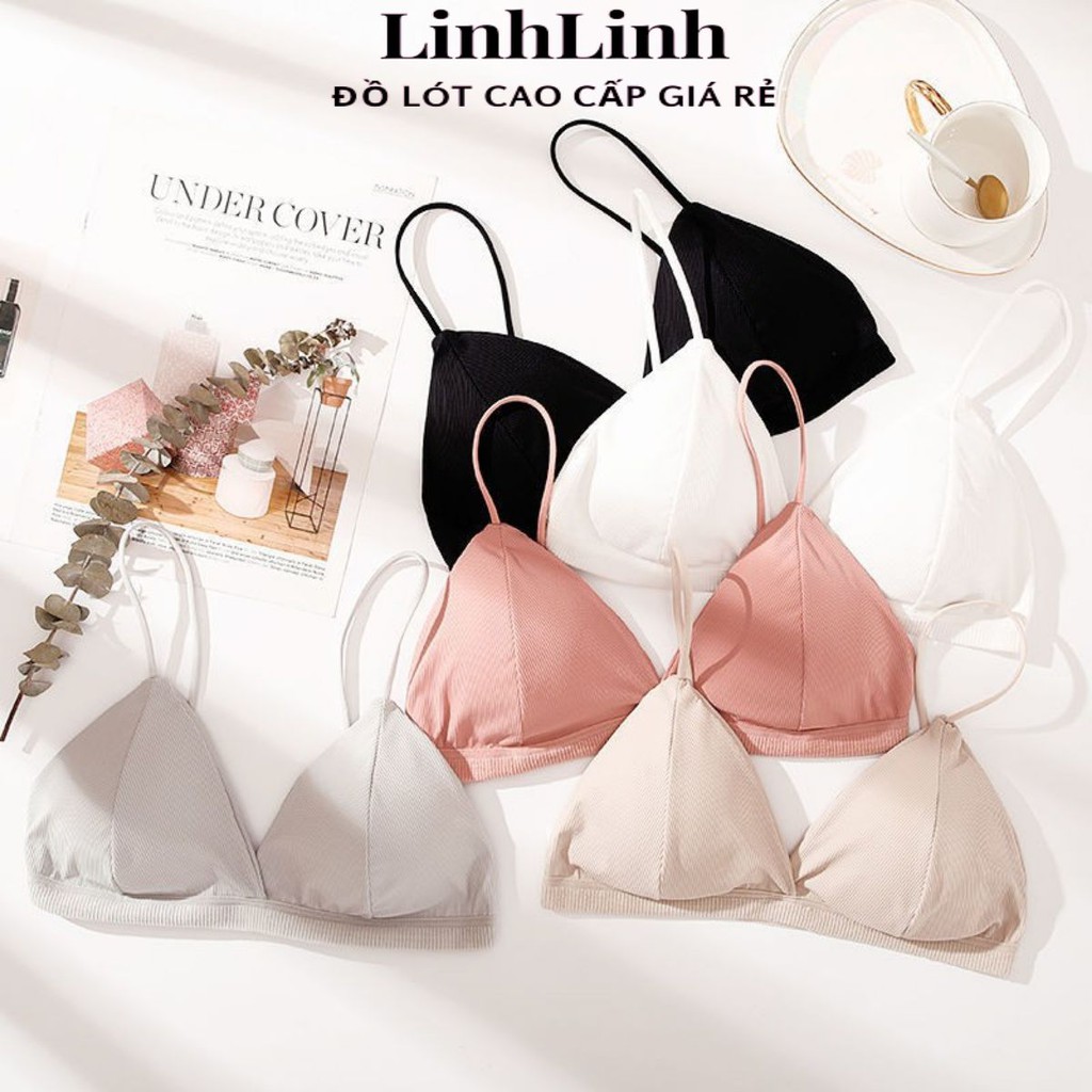 Áo Bra Dây Mảnh ⭐FREESHIP⭐ Áo Ngực Nữ Mút Mỏng Không Gọng - Bra 2 Dây LINHLINH A812