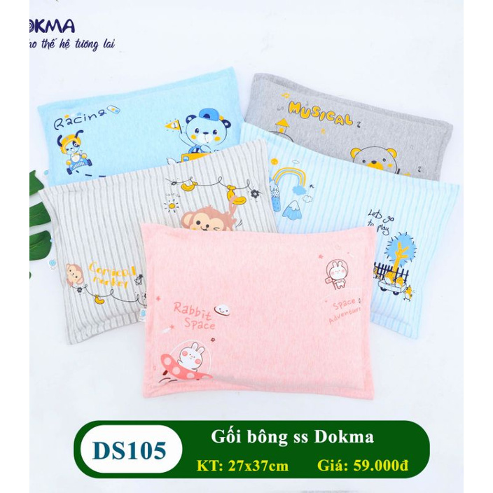 [Dokma] Gối bông  mềm, thoáng khí, êm, đẹp (0-2tuổi)-(27x37cm)