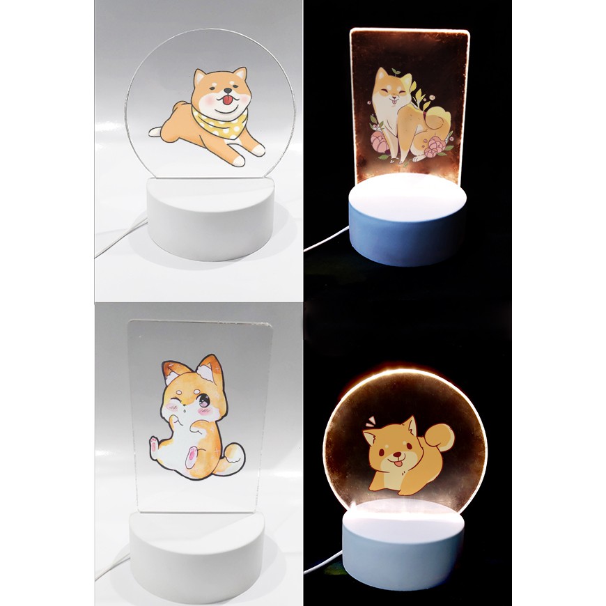 Đèn Led 3D chó shiba DLI13 Đèn Ngủ 3D Sáng Tạo cute dễ thương