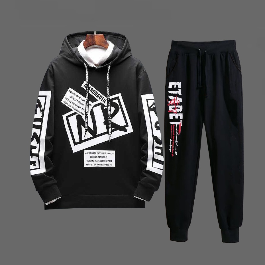 Set Bộ 2 Món Quần Dài + Áo Hoodie Nón Nam Chất Vải Nỉ CB2_WAH091NI_MQU081NIDEF6 (Nr + Etadet)