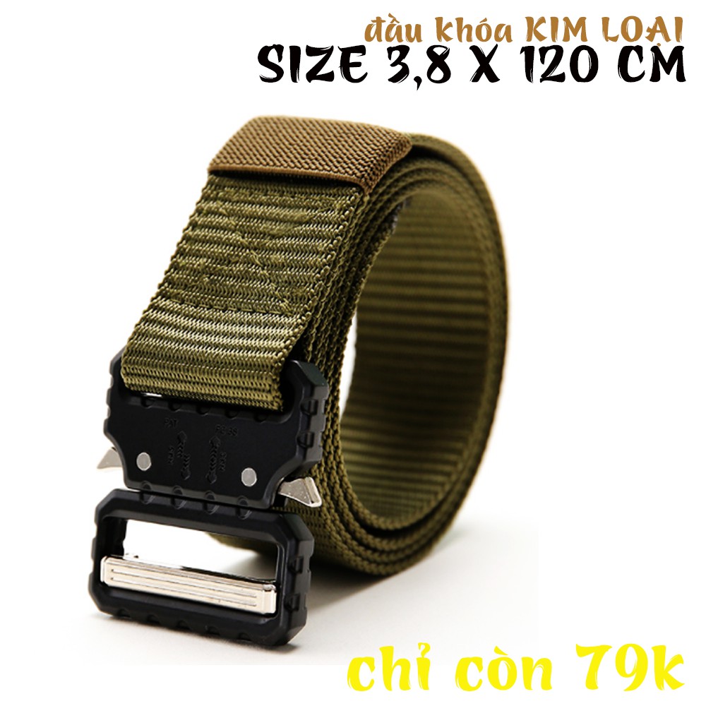 Thắt lưng nam chất liệu vải dù PE-Size 3.5 x 115cm dày 0.25 cm - Khóa kim khóa đen - phong cách phượt mfs